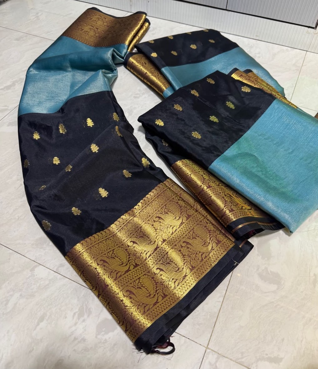 Kanchi Tissue with Kanchi Katan Half Half Soft Silk Saree